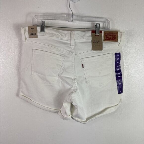 Levi’s Women's 33 Mid Length Midrise Denim Shorts Stretch Off White NWT 0599 - Picture 9 of 15